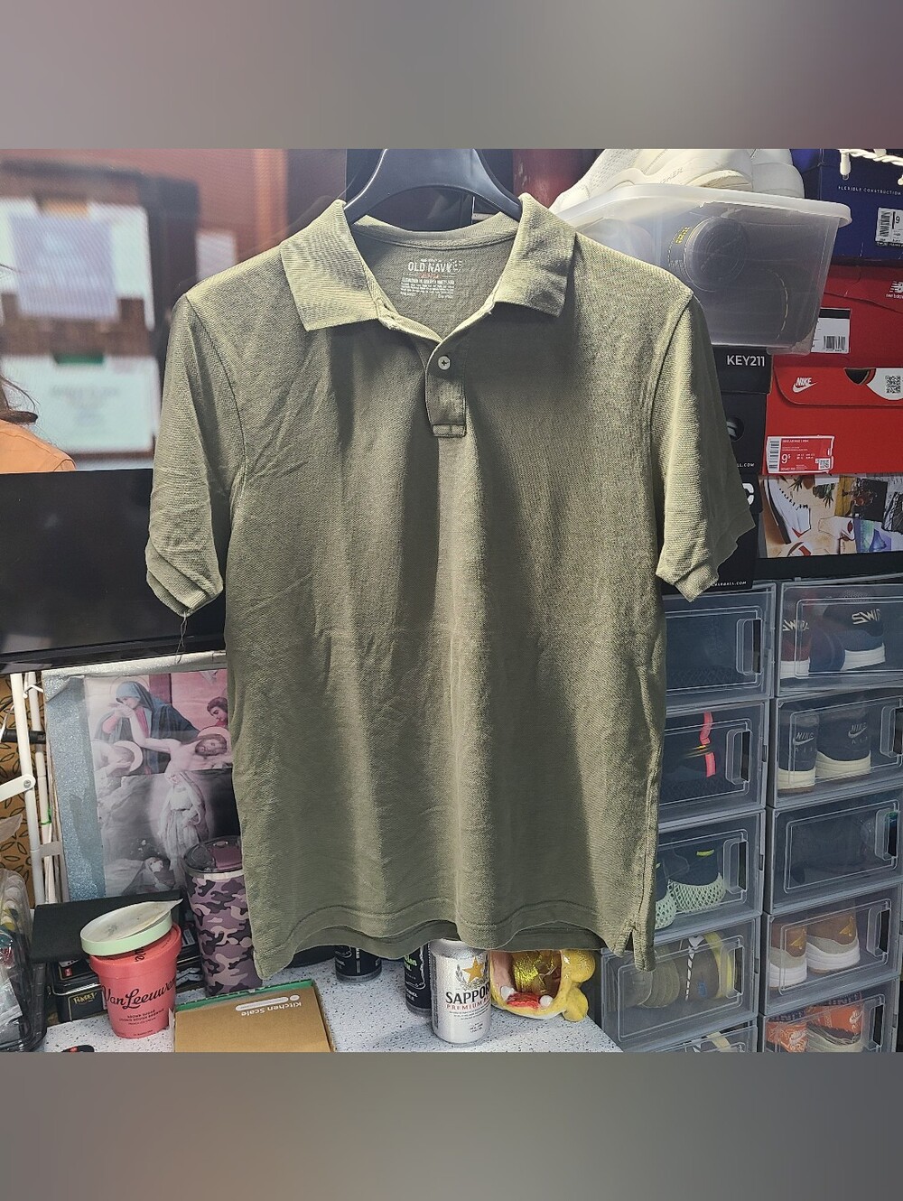 Old Navy Men's Olive Polo in Military Green